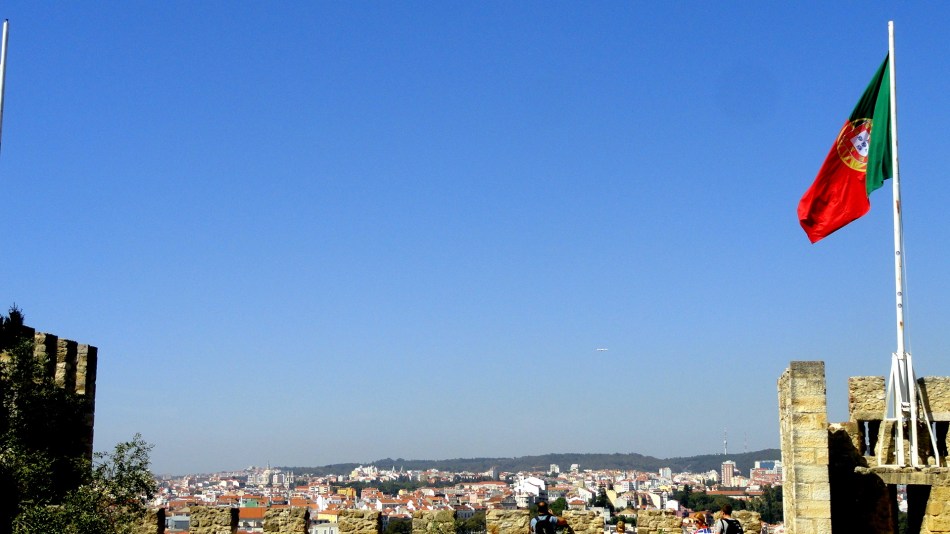 Crenelations Flag & Rooftop from Castelo