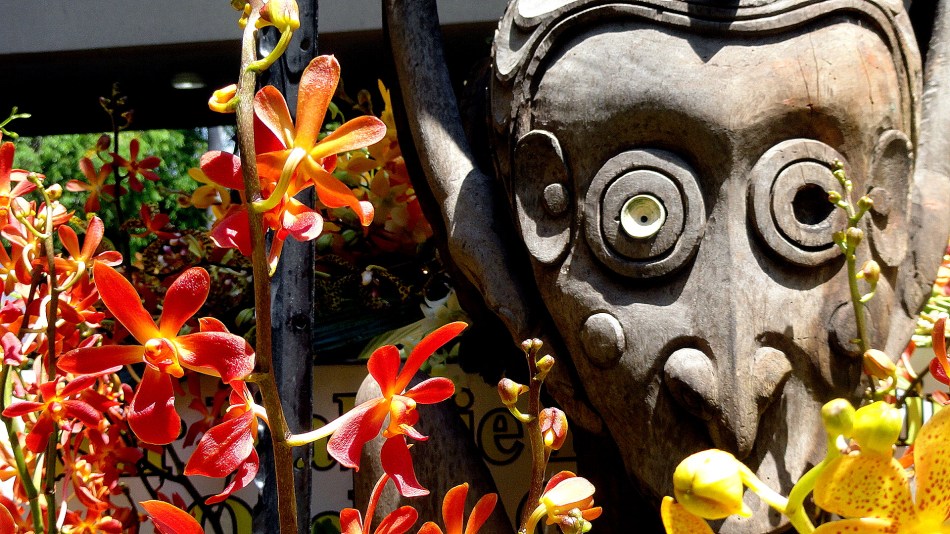 Statue Detail & Orchids
