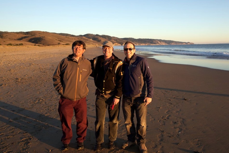 151231 on Limantour Beach w Gene & Howard